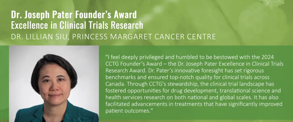 Joe Pater Founder's Award presented to Dr Lillian Siu